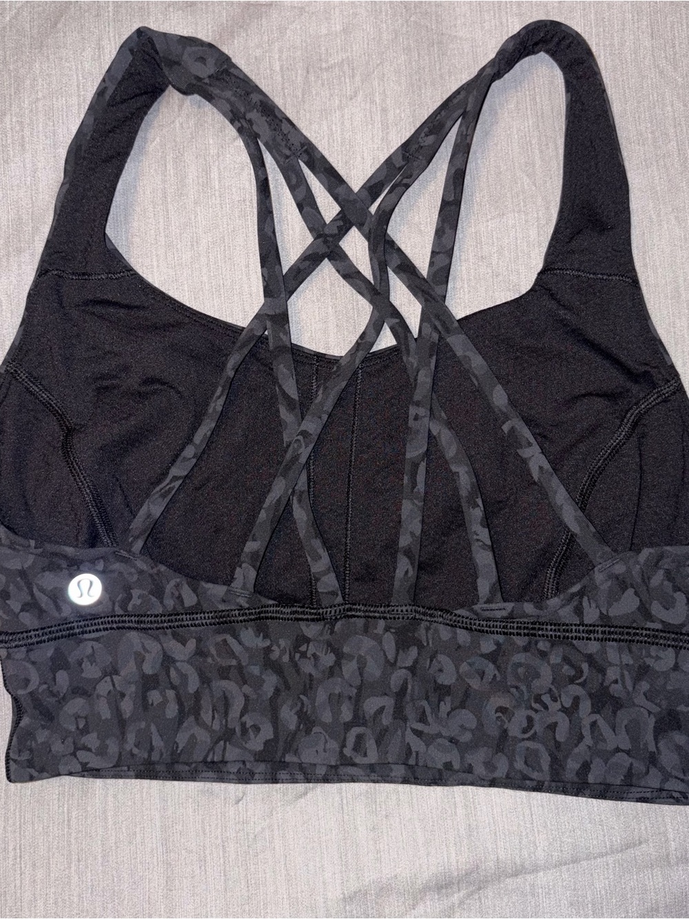 Lululemon Black Leopard Print Strappy Sports Bra 6, Longline - Picture 4 of 11